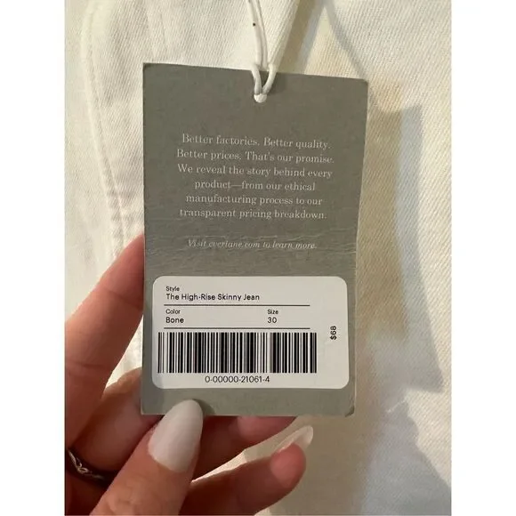 Everlane Women’s The High Rise Skinny Jean in Bone - Size 30 - Picture 5 of 9